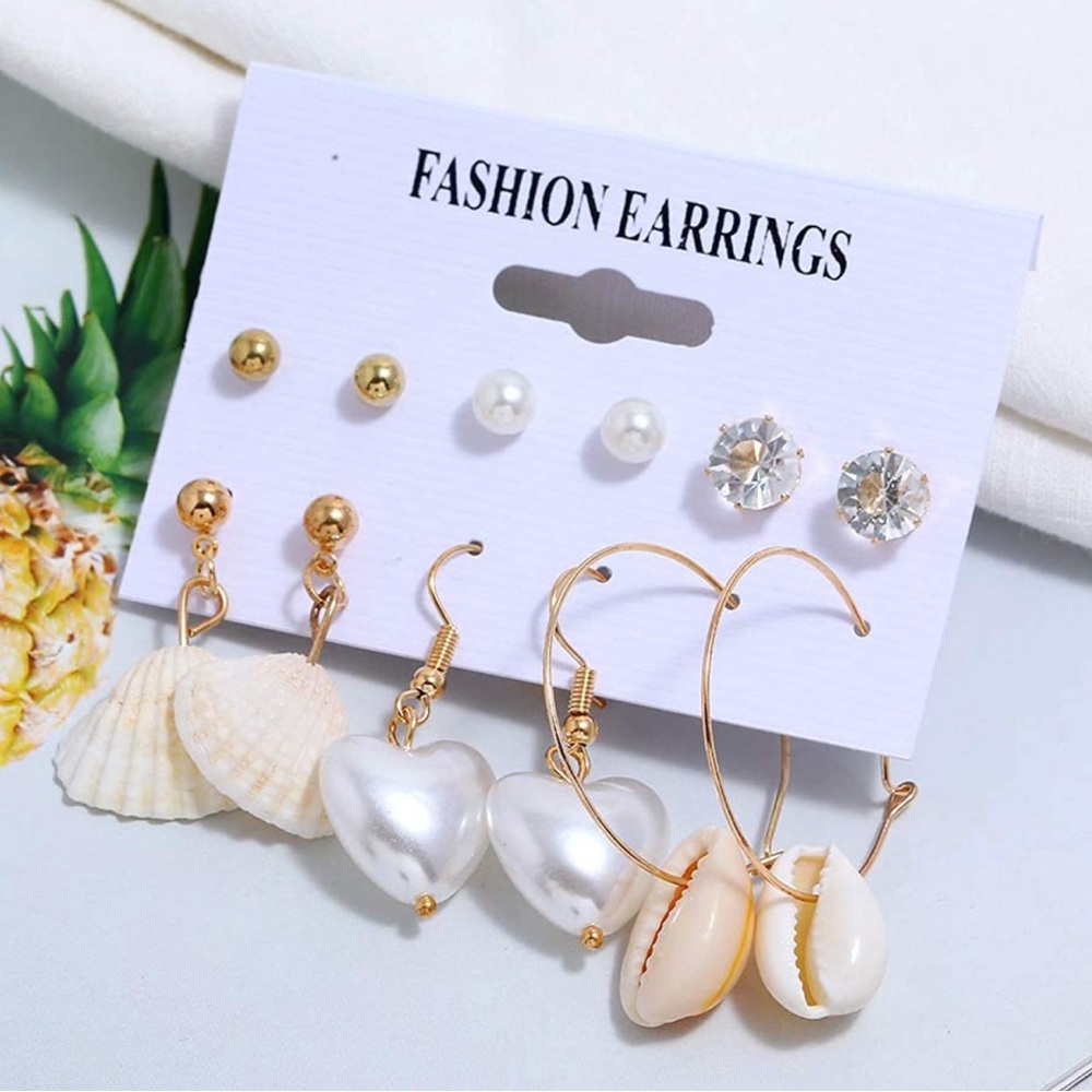 Idealways Beach Style Fashion Earrings, 6 pairs of earrings